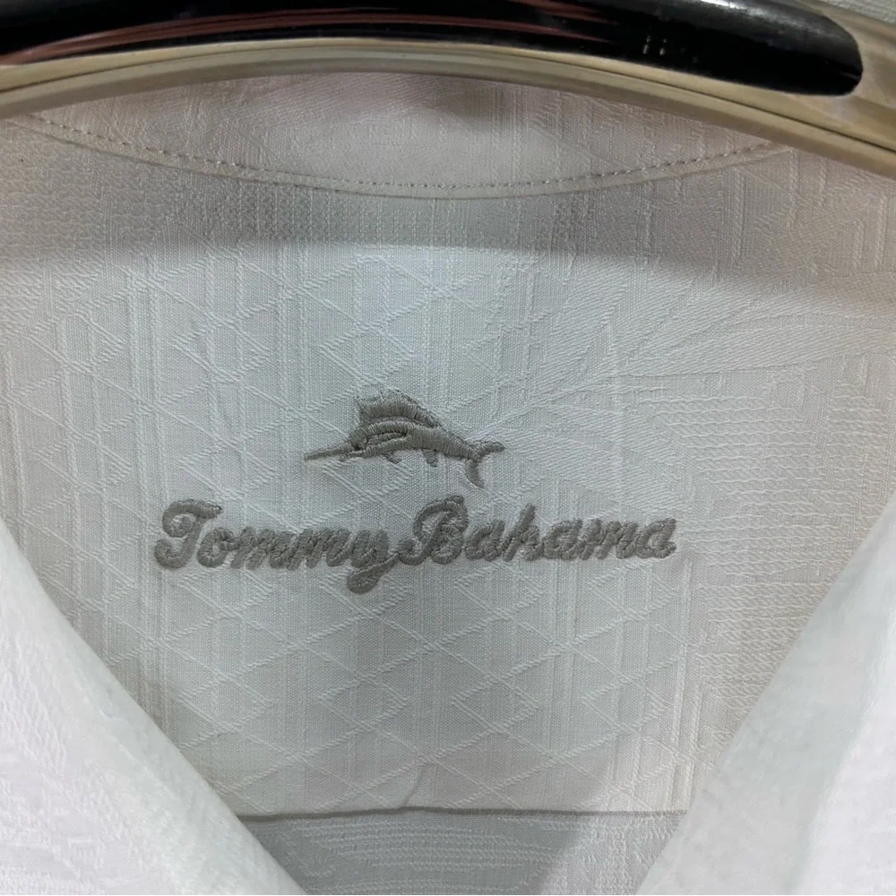 Tommy Bahama Silk Embroidered Shirt XL Triple Surfboards Palm Trees Island Life - Picture 5 of 12